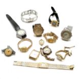 Qty of mostly quartz wristwatches inc carvel ladies rhinestone set etc - all for spares / repairs