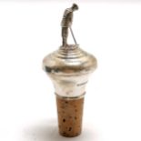 Silver bottle stopper with golfer figure to top by A J Poole - 9cm & total weight 52g - SOLD ON