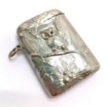 Antique novelty vesta case with owl design to front - 5.5cm x 4cm ~ slight wear to finish