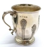Silver tankard by Elkington & Co Ltd with 1926 dedication - 8.5cm high & 131g ~ has distortion to