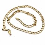 9ct hallmarked gold filed curb 50cm neckchain - 21g & has fracture at clasp