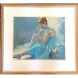 Framed gouache painting of a ballerina by Dorothy Dean (1920-2005) - frame 51cm x 56cm (RRP £110)