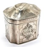 Dutch antique (1873) 833 silver marked hinged lidded box - 3.5cm high x 3.5cm wide & 23g ~ has dents