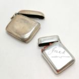 2 x antique silver vesta cases - largest 5cm x 4.5cm ~ total weight 47g & both have dents and