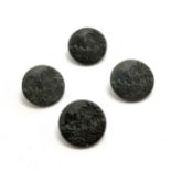 Victorian set of 4 x black glass buttons with camel and arab detail (2.5cm diameter) - slight a/f