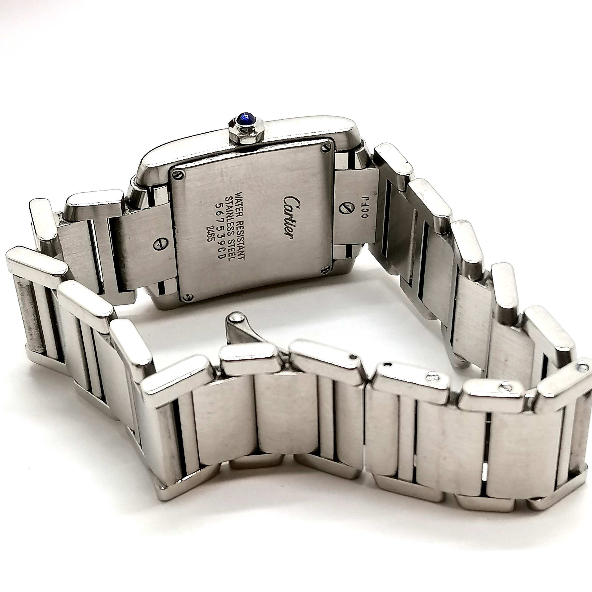 Cartier ladies tank francaises quartz wristwatch in stainless steel in original retail box - has - Image 2 of 4