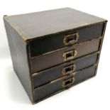 Set of vintage paper covered wooden filing drawers 31cm wide x 26cm high x 24cm deep
