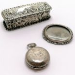 1898 Chester silver pin box by John & William F Deakin (has wear holes), 935 Switzerland (