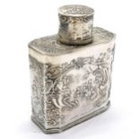 1902 silver continental tea cannister with import marks & hallmarked by Edwin Thompson Bryant - 9.