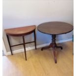 Antique tilt top mahogany circular table T/W a semi circular side table. Both A/F