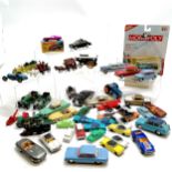 Qty of toy cars inc Corgi, matchbox, Lesney, Corgi Chipperfields cage etc - some in playworn