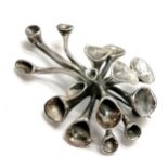 1974 (V7) Finland silver flower brooch made in Turku - 55mm long & 15.6g