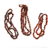 3 x strands of amber beads - longest 68cm & total weight 46g