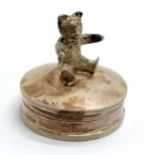 Silver pill box with teddy bear detail on lid - 2.5cm high & 13.8g