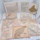 Qty of antique maps ~ 3 x John Cary (Rochfort & Rochel / Toulon and 2 of Northamptonshire -