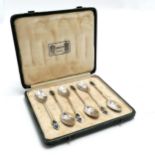 Liberty of London cased set of silver & enamel spoons - 9.5cm & 39g total weight ~ very light