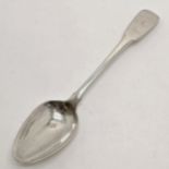 Georgian silver hallmarked tablespoon initialled A 21.5cm & 68g. Dents to bowl