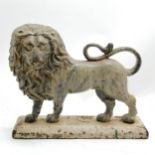 Vintage cast iron lion doorstop with enamel paint finish - 24cm high x 30cm wide ~ in weathered