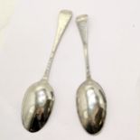 2 x Mid 18th century silver table spoons (1 dated 1748 & 19cm) - 92g total & both show wear