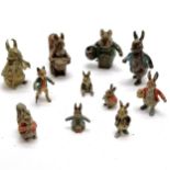 11 x Beatrix Potter original cold painted bronze figures - tallest 3.5cm