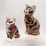 Royal Crown Derby cat + kitten paperweights - tallest 12.5cm & no obvious damage