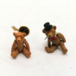 Two Hantel Victorian Miniature pewter Bears, 1 having top hat 4cm high.