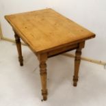 Antique pine foldover extending table open 102cm wide x 143cm long x 81cm high, closed 100cm x