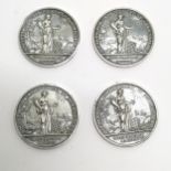 4 x Whalley Society for improvement of agriculture (instituted in 1810) unmarked silver medallions -