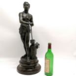 Antique spelter study of a blacksmith titled 'Le Travail' (work) - 64cm high and is on a turned