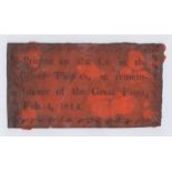 Label printed on the ice of the last River Thames frost fair (1-4th Feb 1814) - 10cm x 5.5cm ~