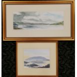 2 x framed watercolour paintings - 2009 'Loch Melfort from Pierhouse cottage' by Edward