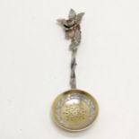 Antique silver hallmarked sifting spoon by Stokes & Ireland Ltd with cast silver floral rose