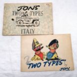 2 x WWII 'Two Types' cartoon books by 'Jon' aka William John Philpin Jones (1913-92)
