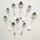 9 x silver hallmarked antique teaspoons 140g