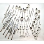 8 piece place setting antique A1 silver plated set of cutlery with extras including a stuffing spoon