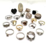 20 x silver marked rings inc heart designs, Carrick Jewellery Ltd, citrine etc - total weight 87g