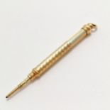 W S Hicks New York gilt metal propelling pencil - 8cm extended - SOLD ON BEHALF OF THE NEW BREAST