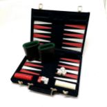Cased complete Backgammon set - 19cm x 26cm x 5cm