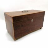 Antique mahogany Tea caddy with glass mixing bowl 30cm x 15cm deep x 17cm high.