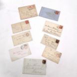 Quantity of Victorian correspondence envelopes with varying postal marks and stamps (penny reds etc)