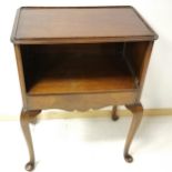 Walnut bedside, with single frieze drawer, on cabriole legs, 49 cms in width, 69 cms in height, 33