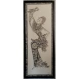 Framed picture on paper of a Balinese dancer by Bodung - 54cm x 21cm