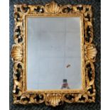 Antique florentine hand carved wooden gilt framed mirror - 79cm x 102cm ~ some losses to frame