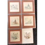 Set of 5 framed studies of London T/W 2 unframed 36cm x 34cm