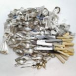 Large qty of silver plated matched cutlery t/w qty of dinner & tea knives inc long handled marrow