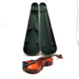 Wooden cased childs violin 55cm x 19cm. In overall good used condition.