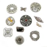 Qty of mostly celtic brooches inc 4 silver (1 is 800 silver), Justin pewter etc - SOLD ON BEHALF