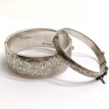 2 x silver hallmarked bangles - 47g & larger bangle has dents