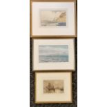 2 framed watercolours- coastal scene by A maltby 41cm x 34cm T/W a print by By henry Moore