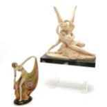 G Ruggeri Cupid & Psyche figurine (after Antonio Canova) t/w Continental figure of a lady - 17cm